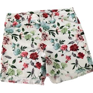 Workshop Republic Clothing Jean Cutoff Shorts White Red Blue Florals Sz 12 NWT